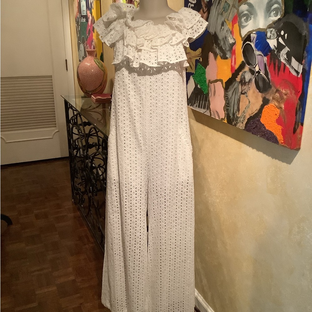 Souvenir white eyelet jumpsuit .